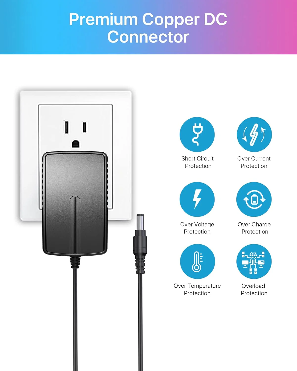 12V 1A /2A /3A Power Adapter, AC 100-240V to DC 12 Volt Transformer, 1 Meter 3.28 Feet Cord - Image 5