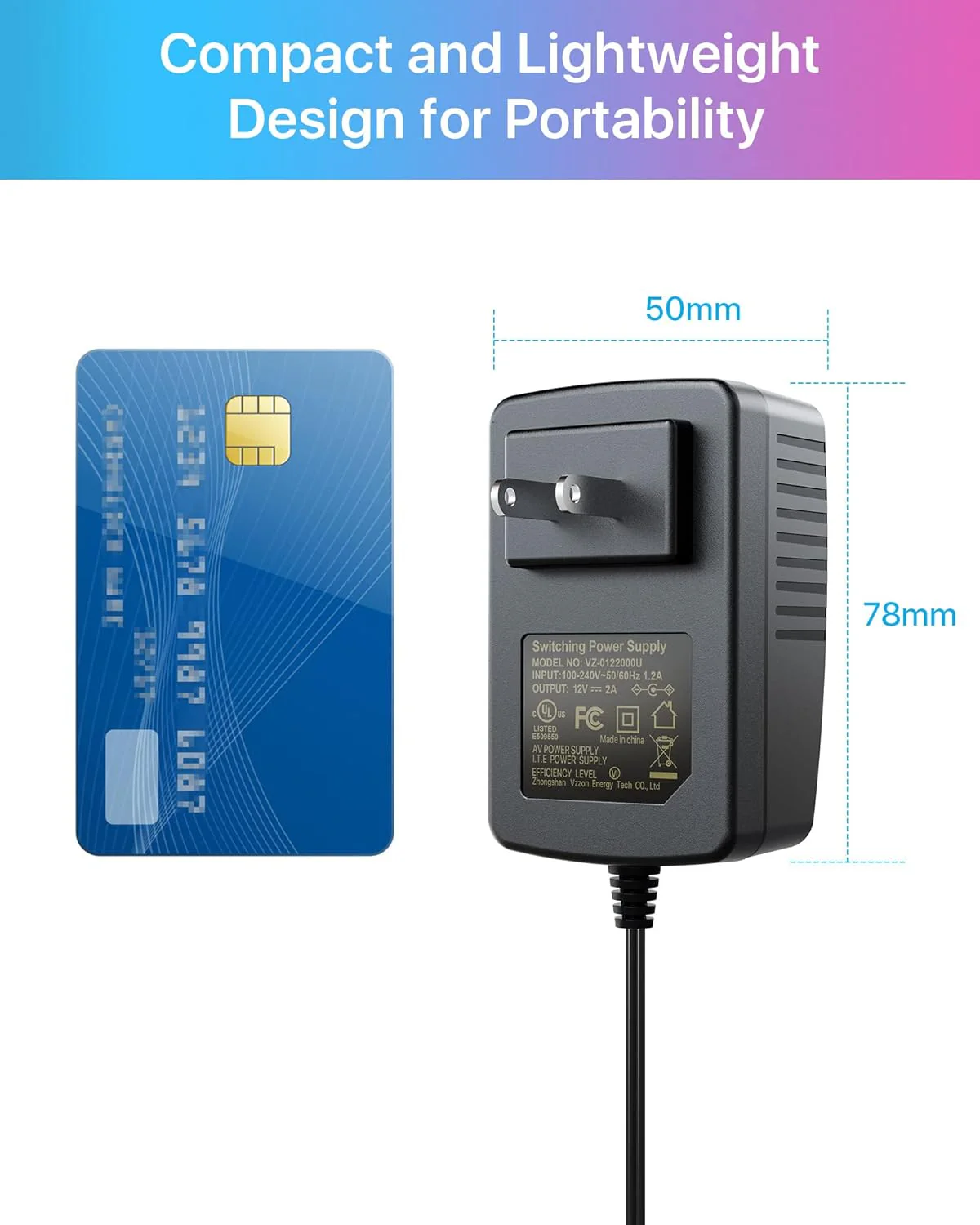 12V 1A /2A /3A Power Adapter, AC 100-240V to DC 12 Volt Transformer, 1 Meter 3.28 Feet Cord - Image 8