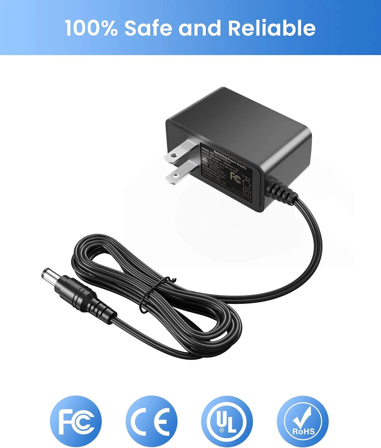 12V 2A 100V-240V AC to DC Power Supply Adapter + 4-Way Power Splitter Cable - Image 6