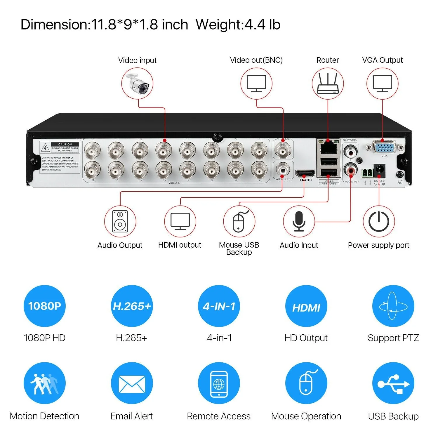 C261 1080P 16CH HD-TVI Security System with Audio + 2TB/4TB Hard Drive - Image 12