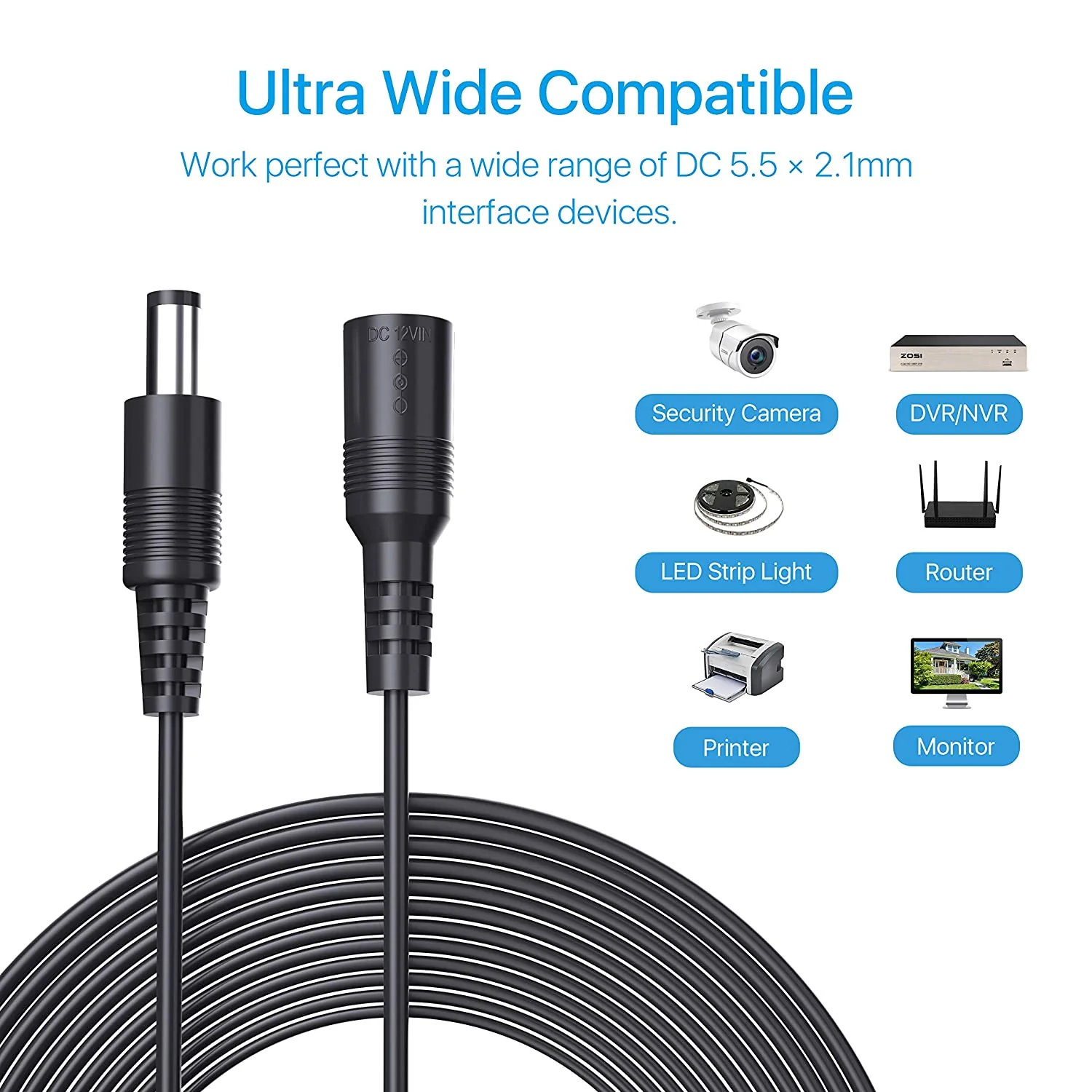 2 Pack 12ft 12V DC Power Extension Cable,Male to Female Plug Extender Cord - Image 5