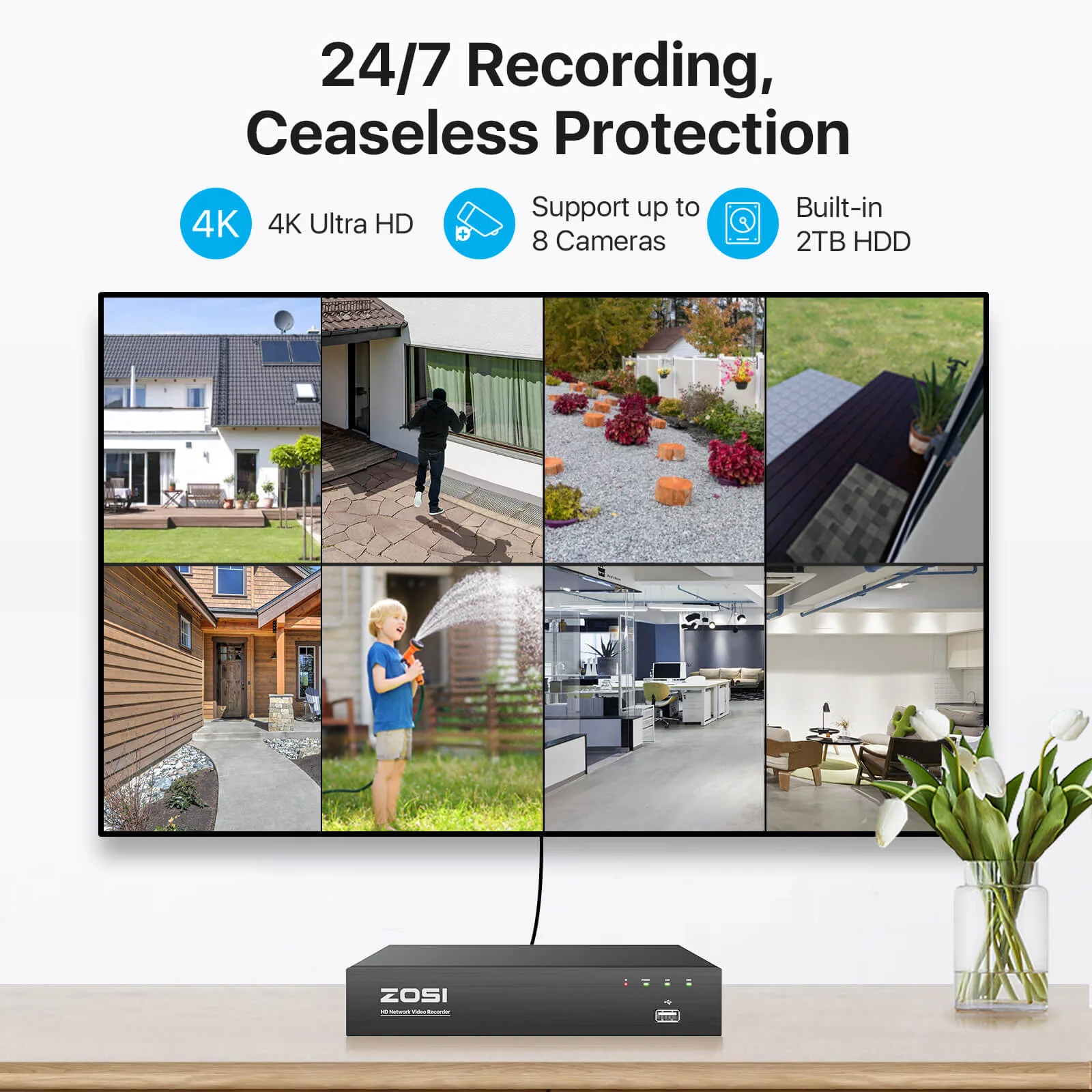 4K 8 Channel Network Video Recorder PoE NVR + 2TB Hard Drive - Image 10