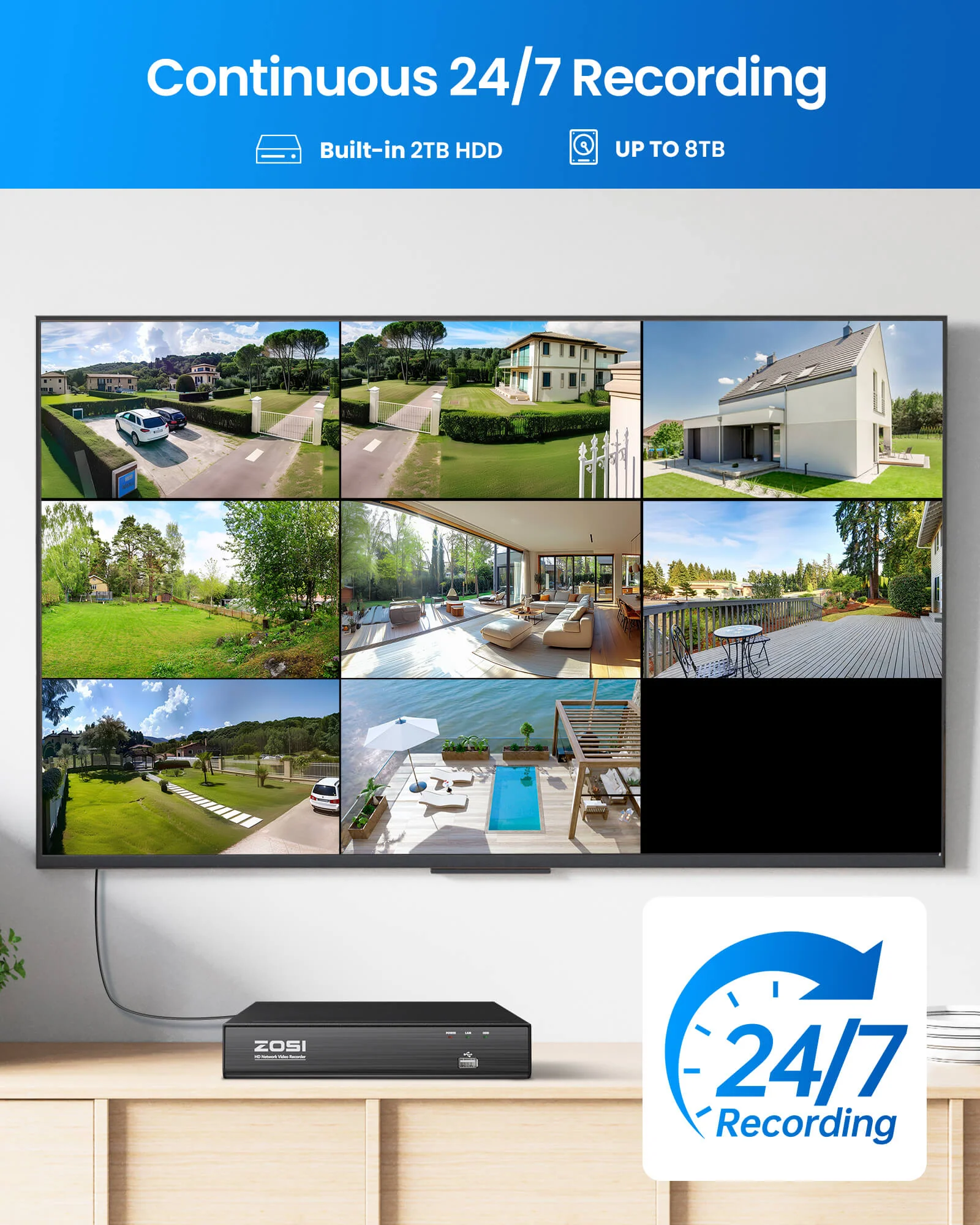 C105 4K 8CH PoE Security System with Audio + Up to 8 Cameras + 2TB Hard Drive - Image 7