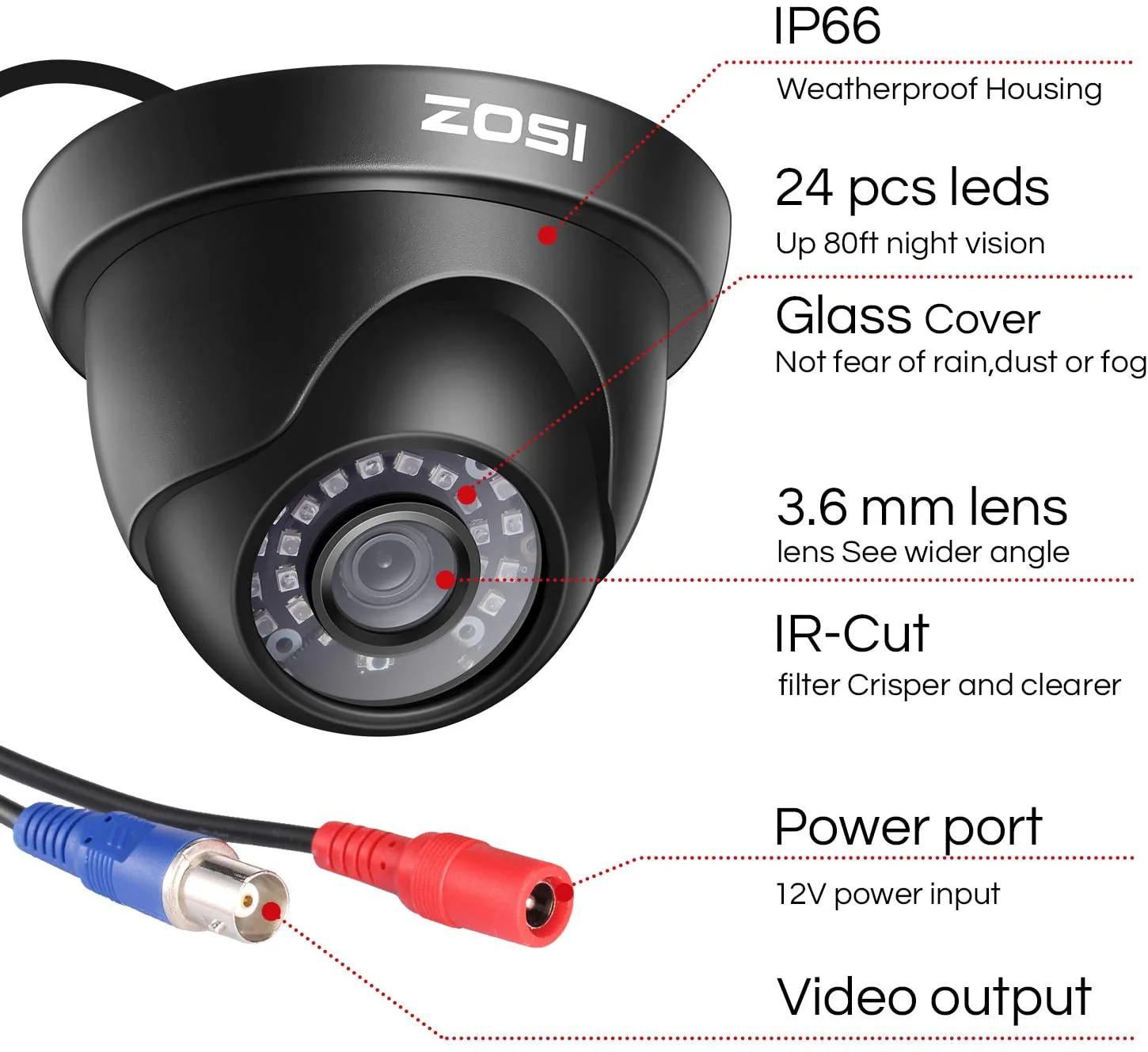 C419 2pack/4pack 1080P HD-TVI Security Camera + 60ft BNC Cable (ZG4192B) - Image 4