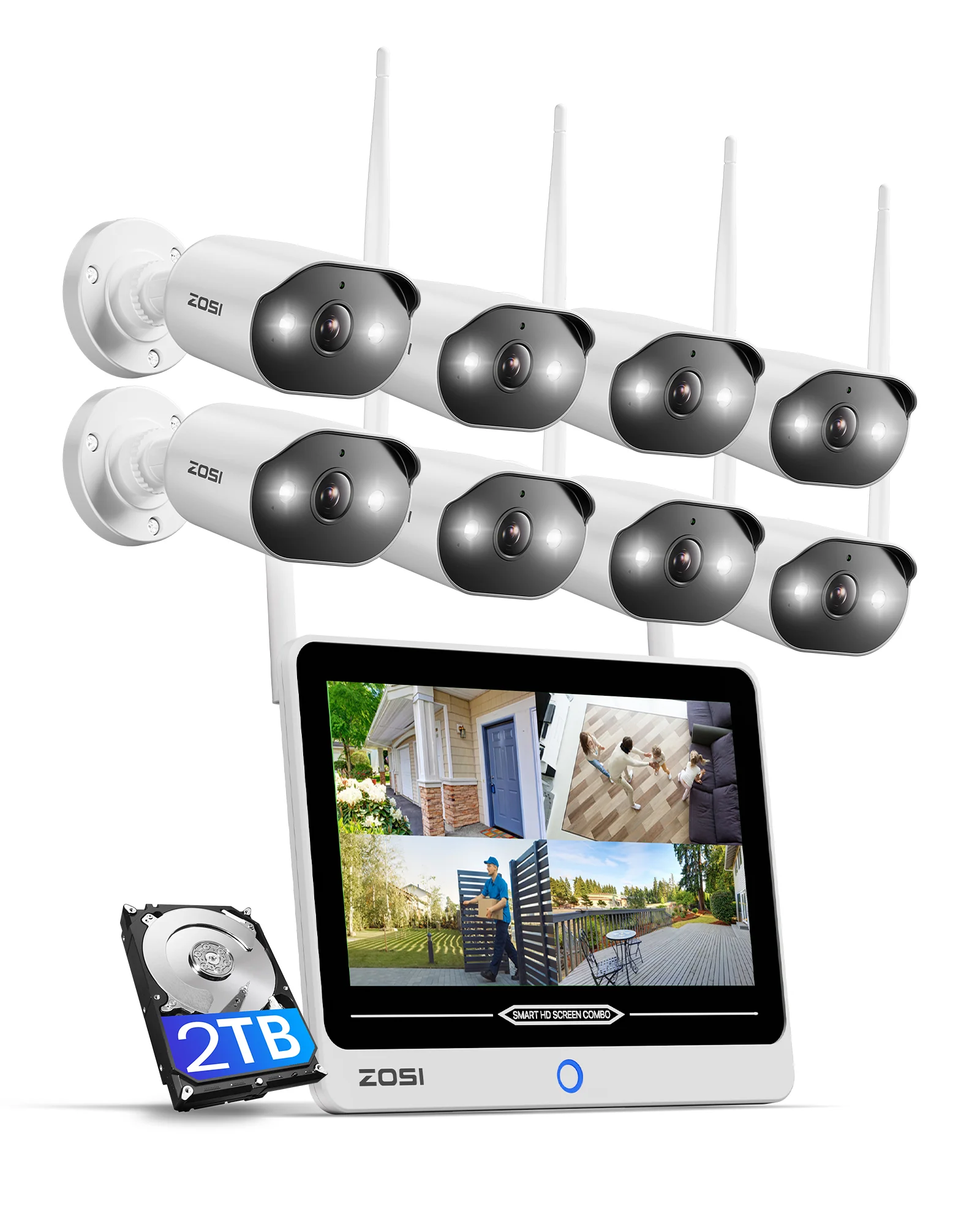 C302 WiFi-6 3MP 8CH Security Camera System + 12 inch LCD Monitor + 2TB HDD - Image 12
