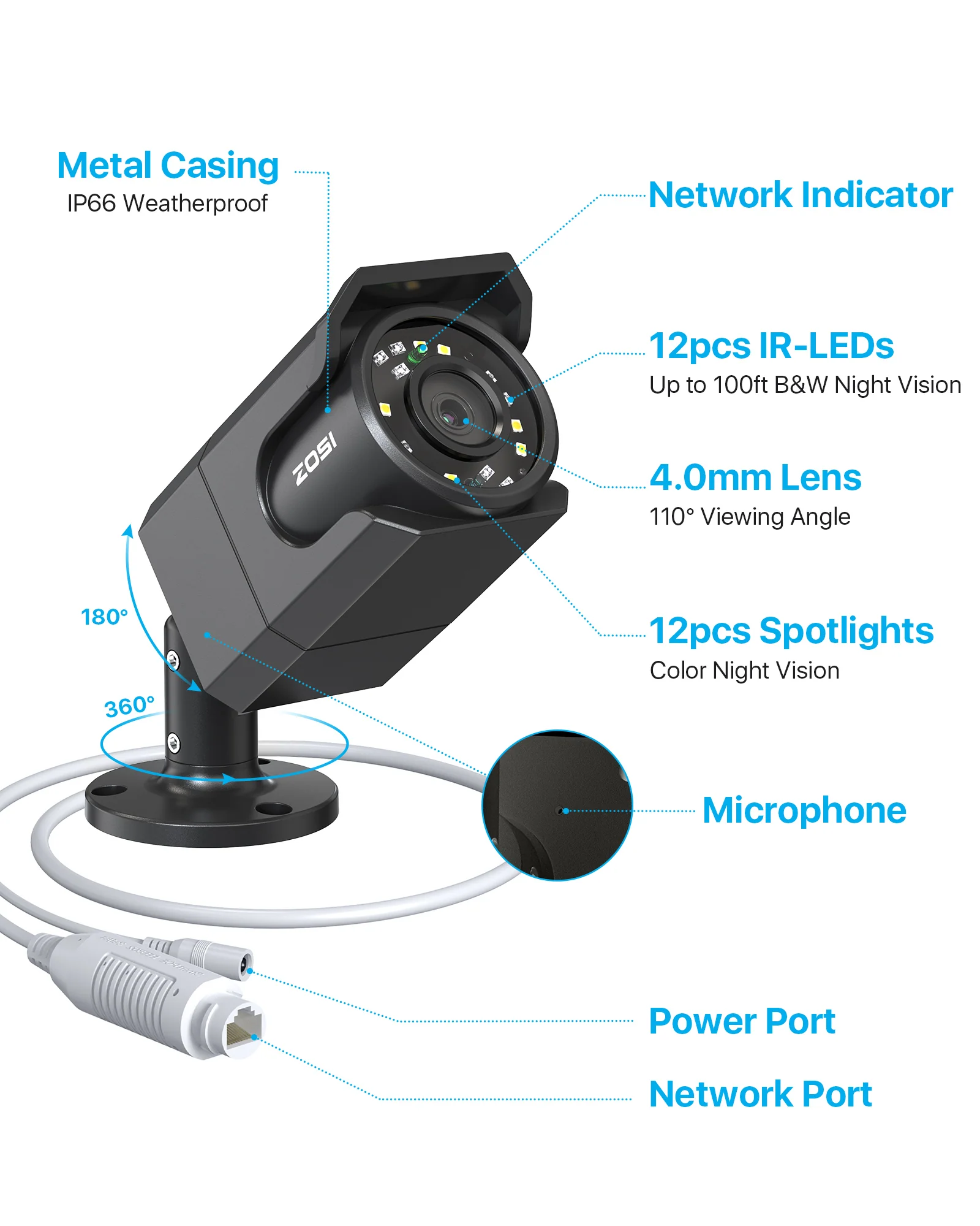 C105 4K Add-on PoE Camera + 60ft Ethernet Cable - Image 10