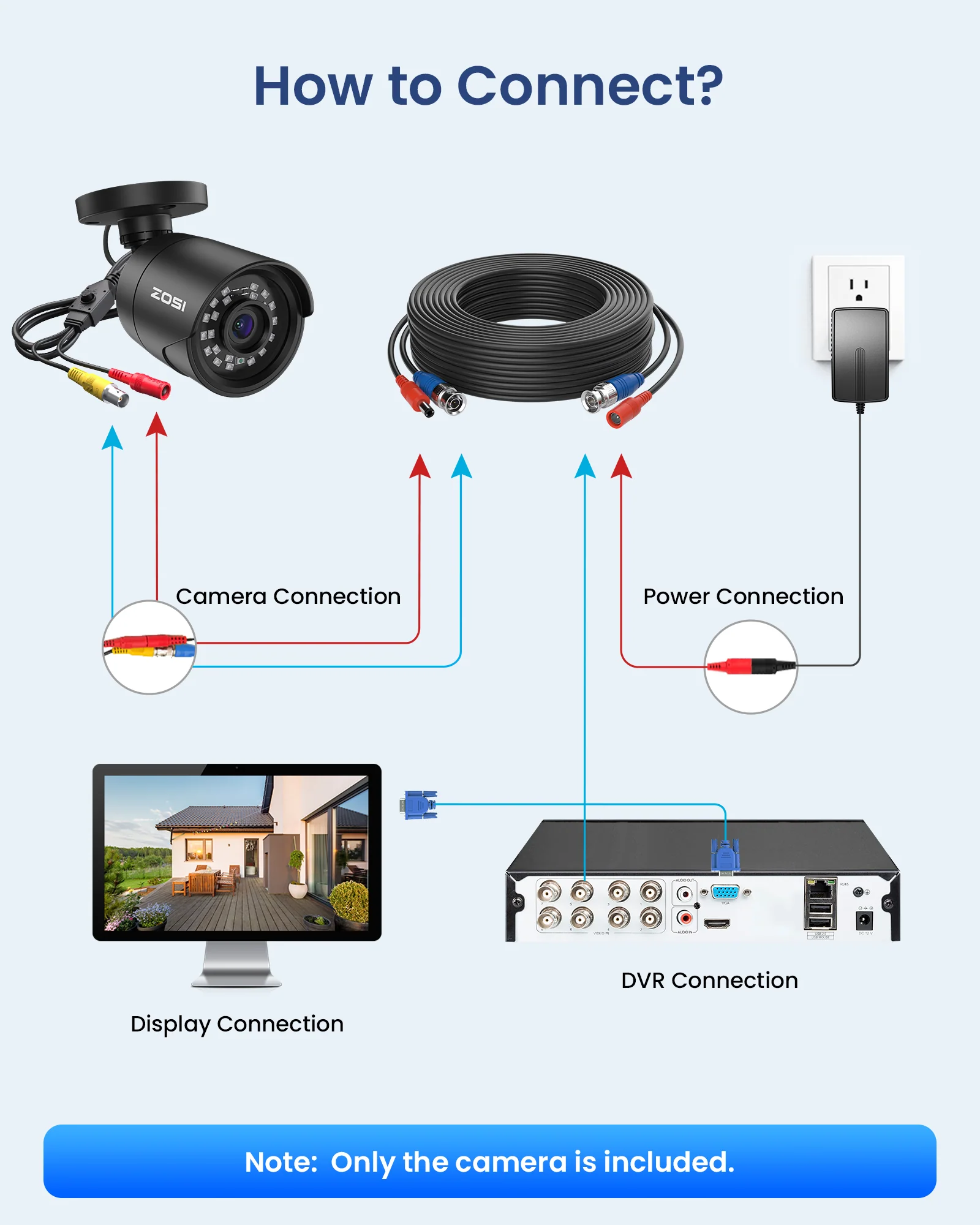 C124 4pcak 1080P TVI CVI AHD CVBS CCTV Security Camera + 60ft Cables (ZG1242C) - Image 5