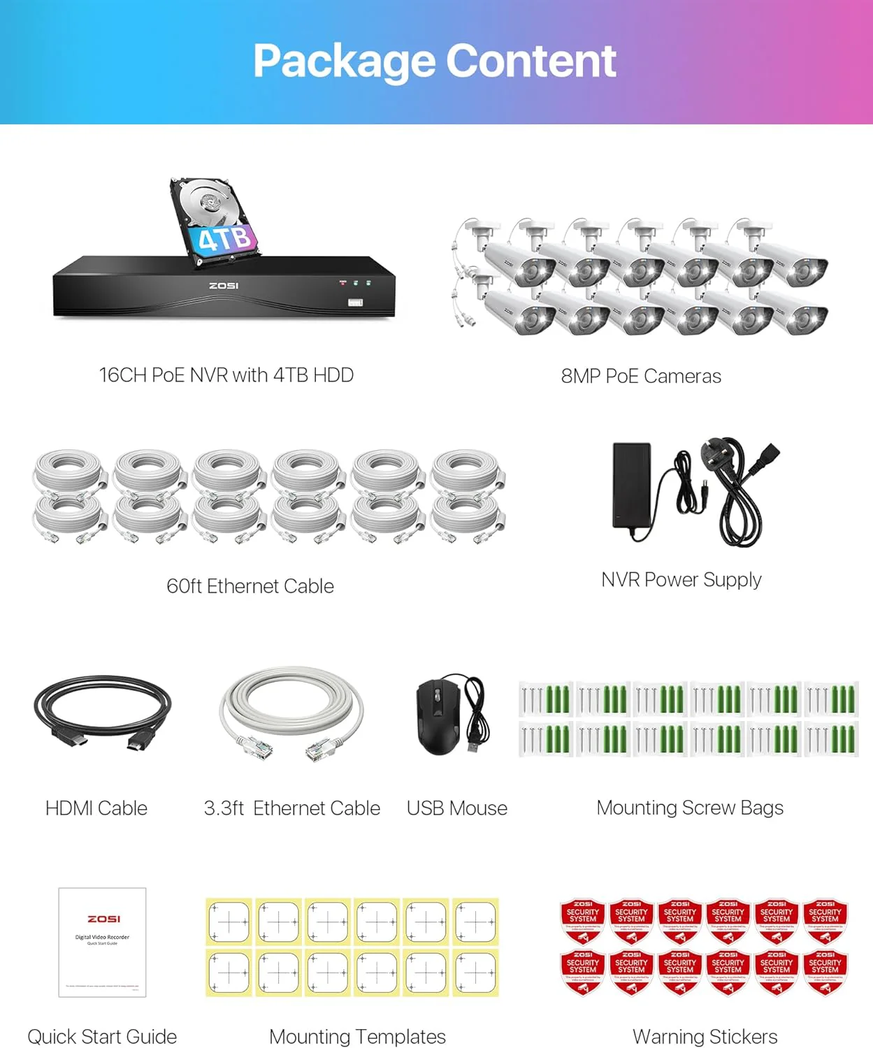 C182 4K 16 Channel PoE Security Camera System + 2-Bay NVR with 4TB/8TB Hard Drive - Image 13