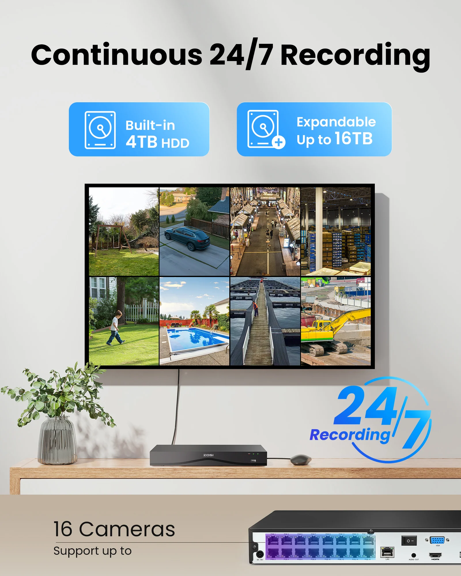 C225 4K 16CH PoE Security System + 2-Bay PoE NVR with 4TB/8TB HDD - Image 14