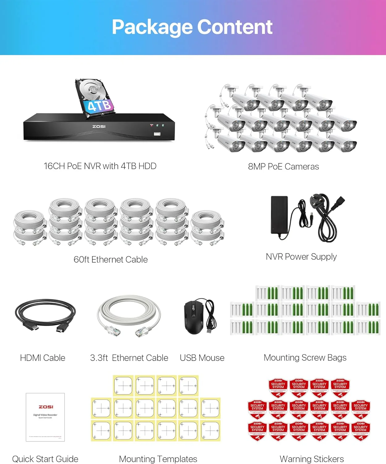 C182 4K 16 Channel PoE Security Camera System + 2-Bay NVR with 4TB/8TB Hard Drive - Image 21