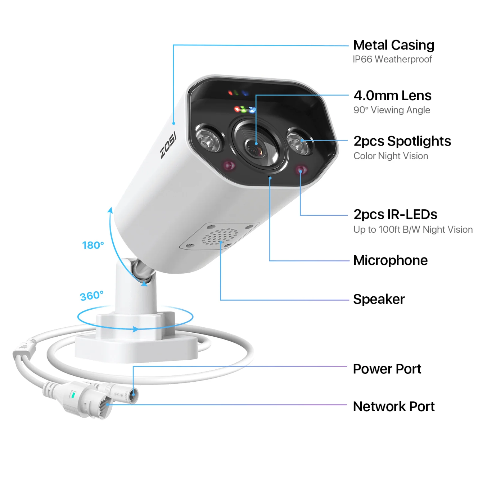 C182 4K 16 Channel PoE Security Camera System + 2-Bay NVR with 4TB/8TB Hard Drive - Image 3