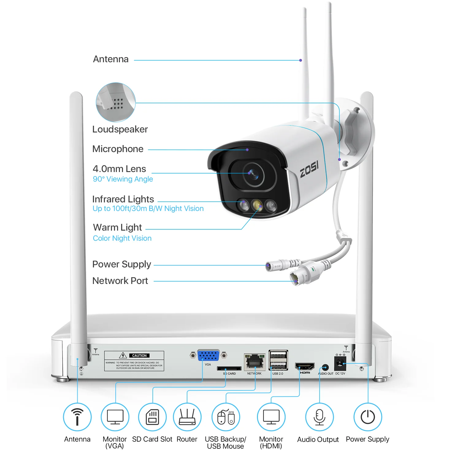 C186 4MP Wireless WiFi Security System + Up to 8 Cameras + 2TB Hard Drive - Image 12