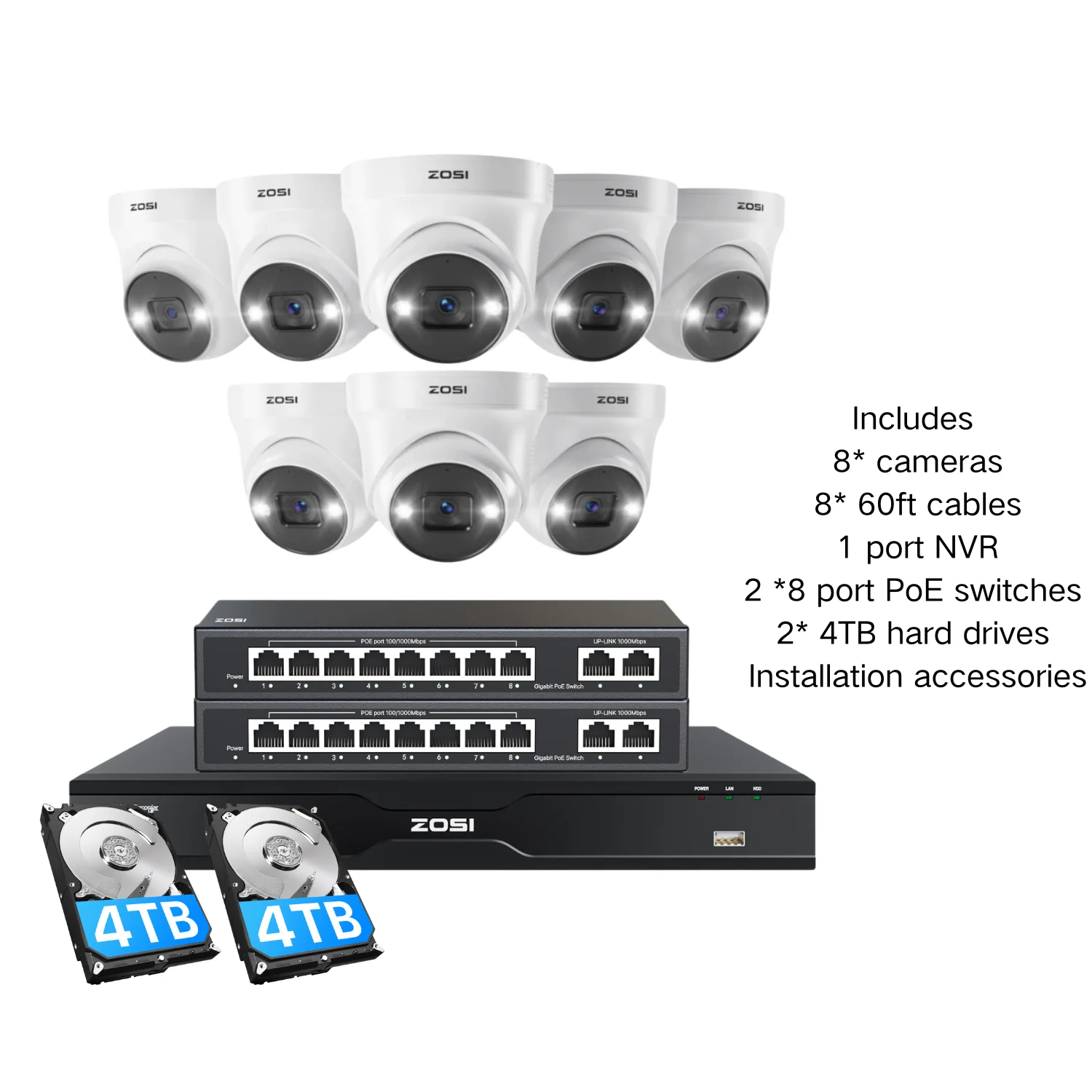 C225 4K 16CH PoE Security System + 2-Bay PoE NVR with 4TB/8TB HDD - Image 19