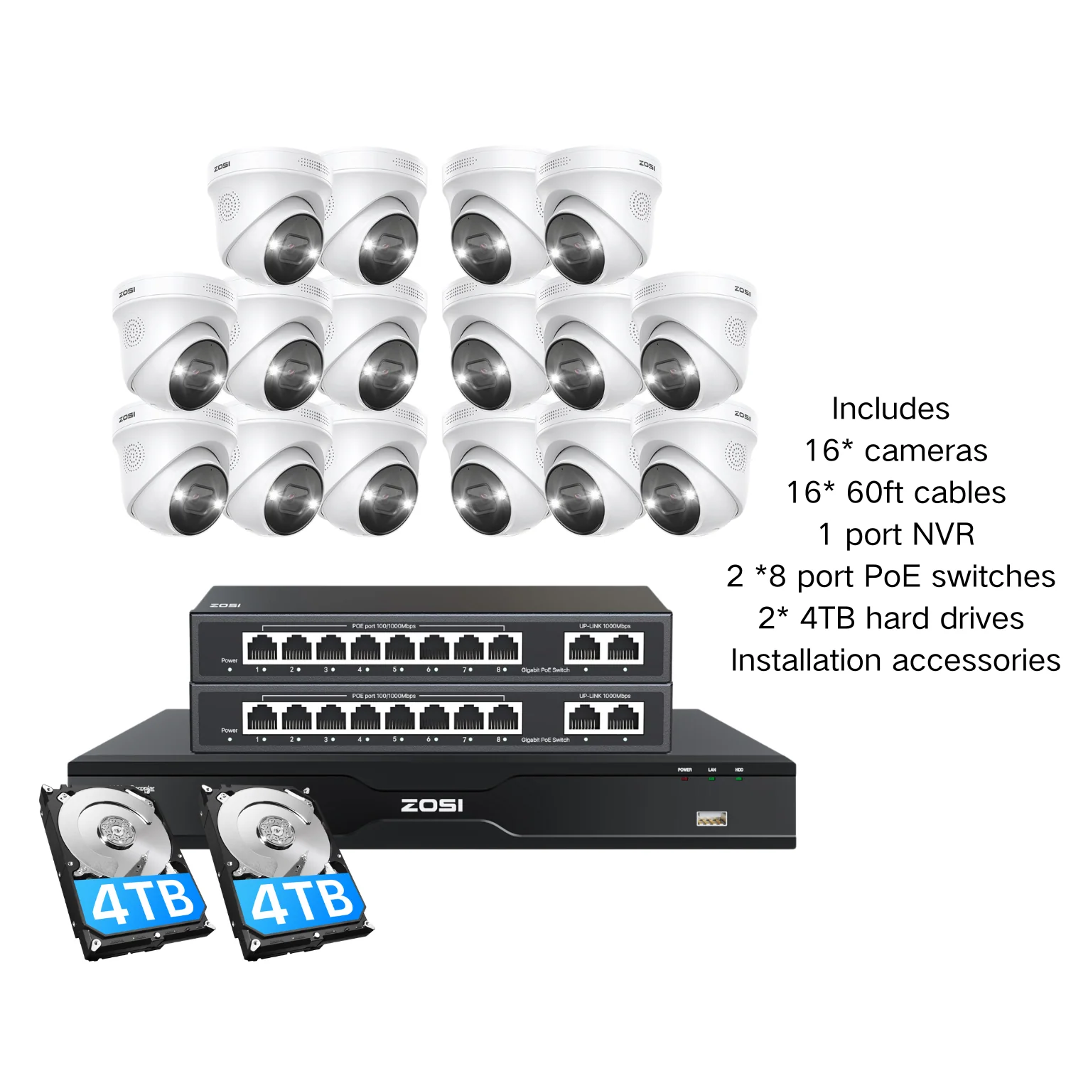 C225 4K 16CH PoE Security System + 2-Bay PoE NVR with 4TB/8TB HDD - Image 21