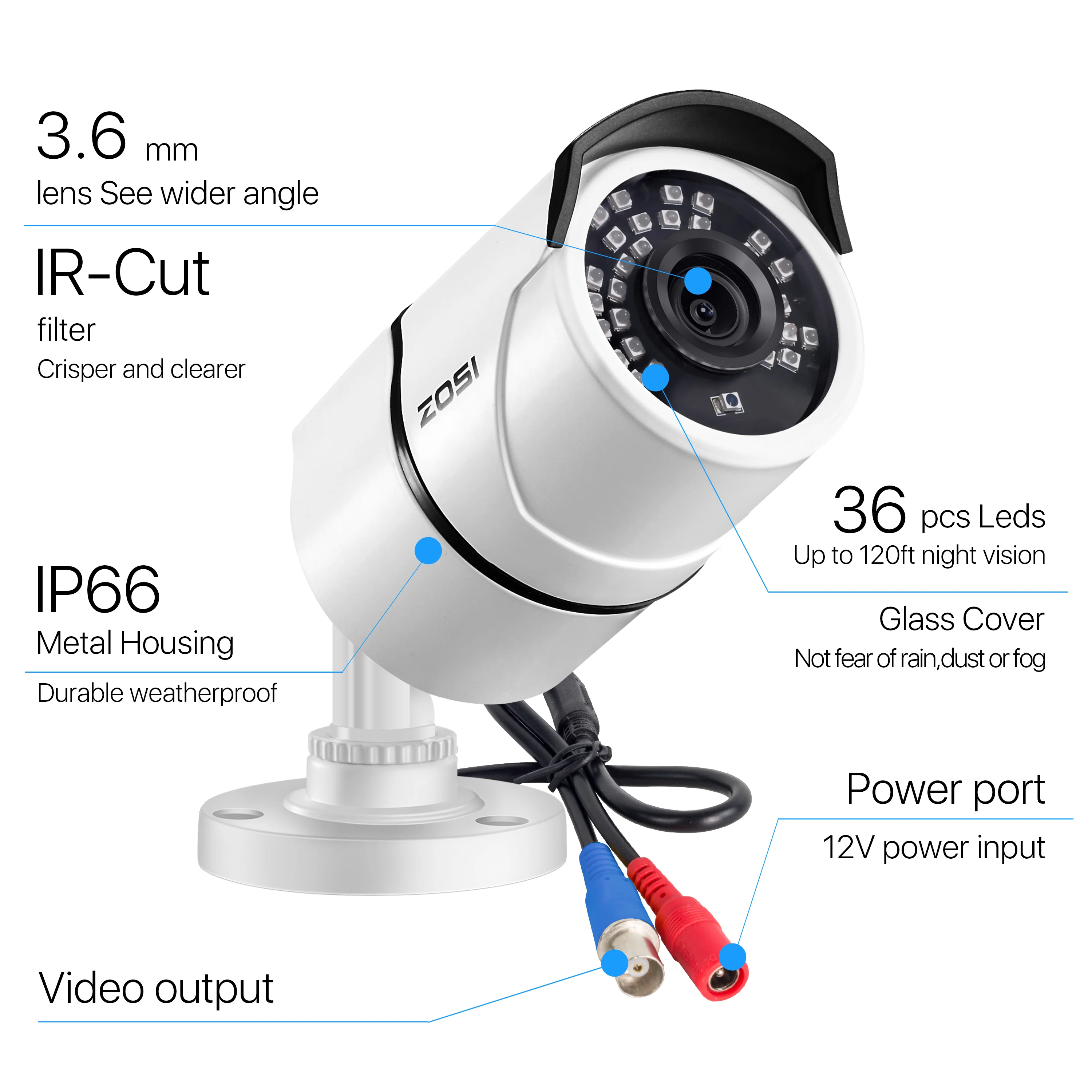 C261 1080P TVI/CVI/AHD/CVBS CCTV Camera (ZG2612C) - Image 3