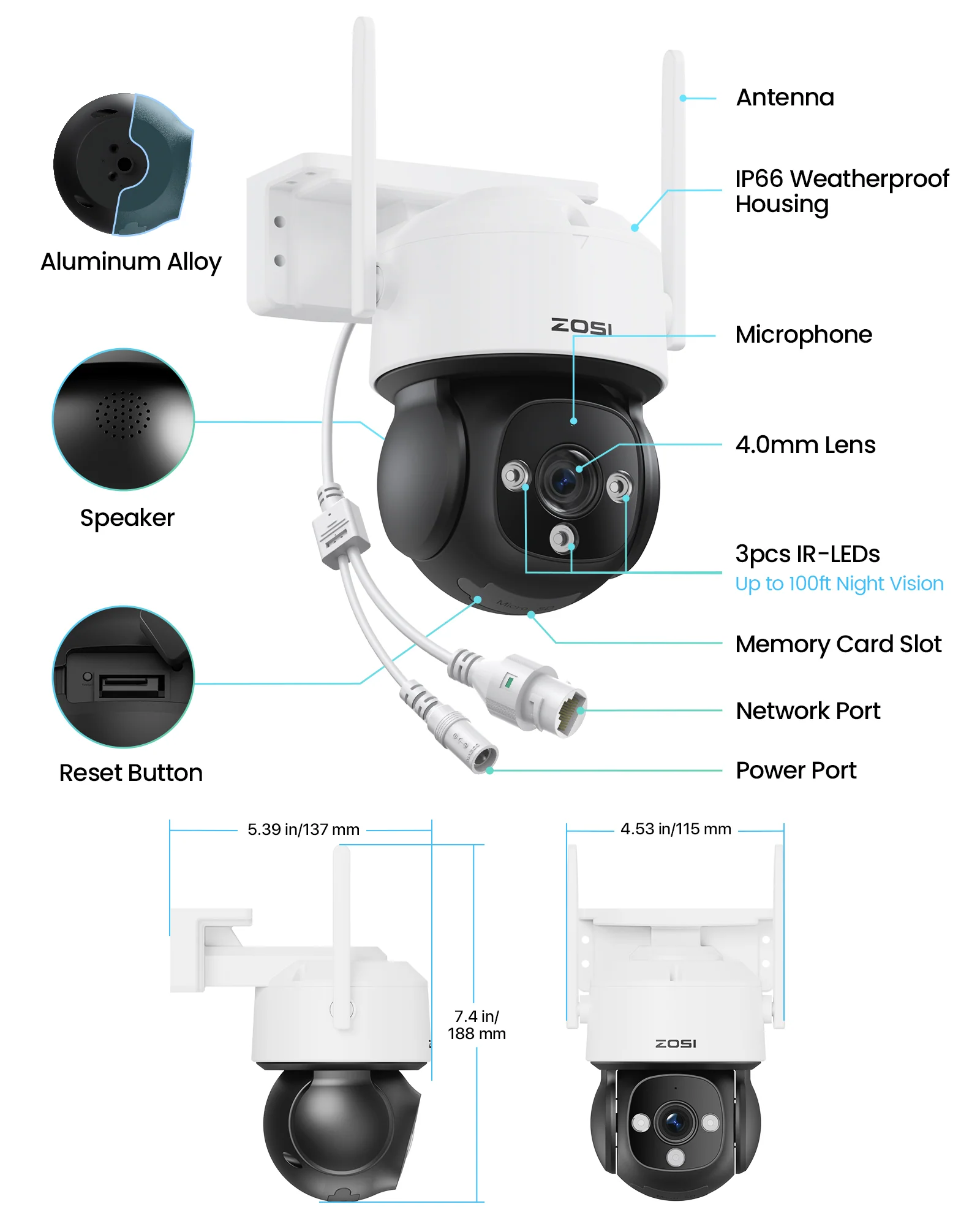 C290 4K PTZ WiFi Security Camera + Built-in 64GB Memory Card - Image 9