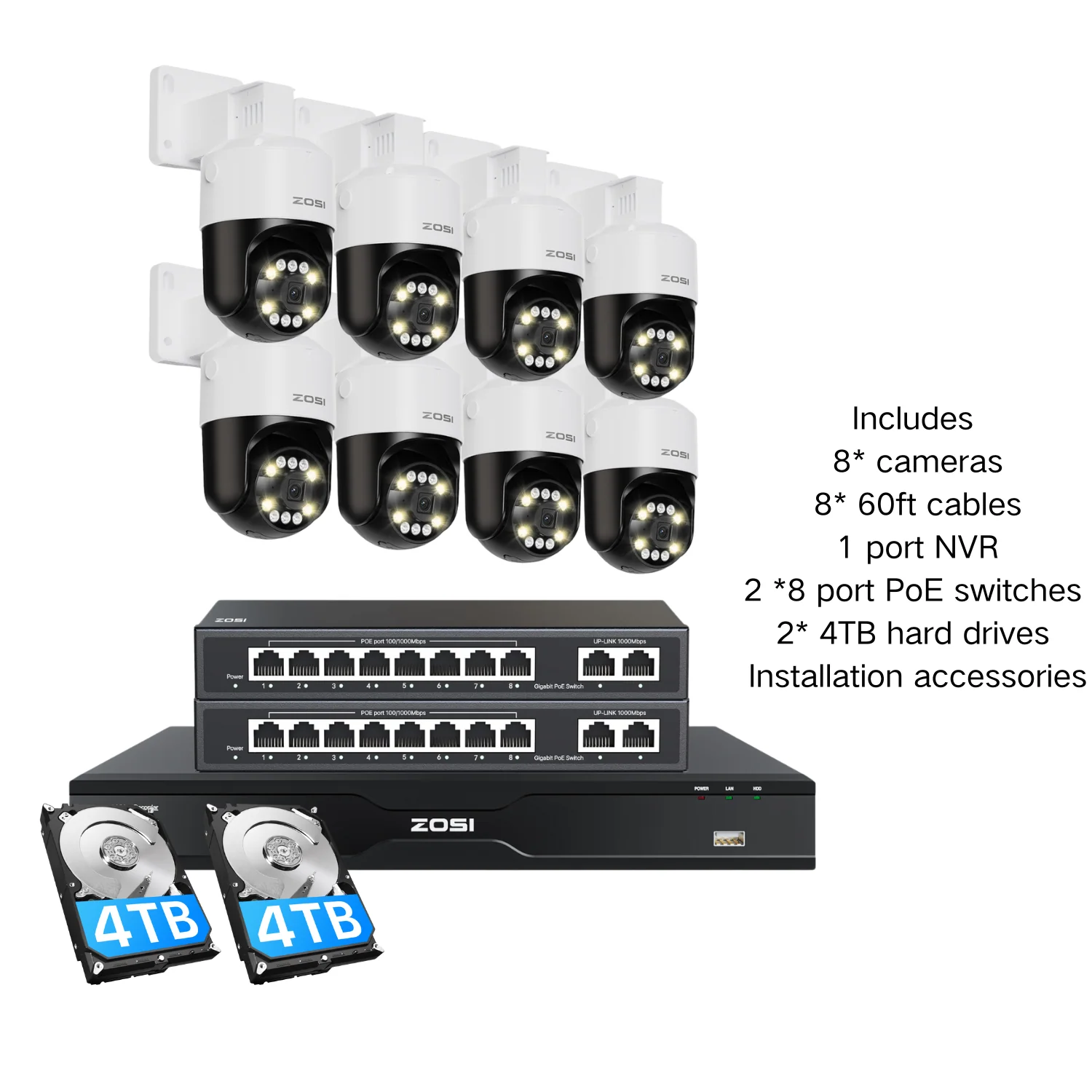 C296B 4K 16 Channel Pan-Tilt PoE Security Camera System + 4TB/8TB HDD - Image 19