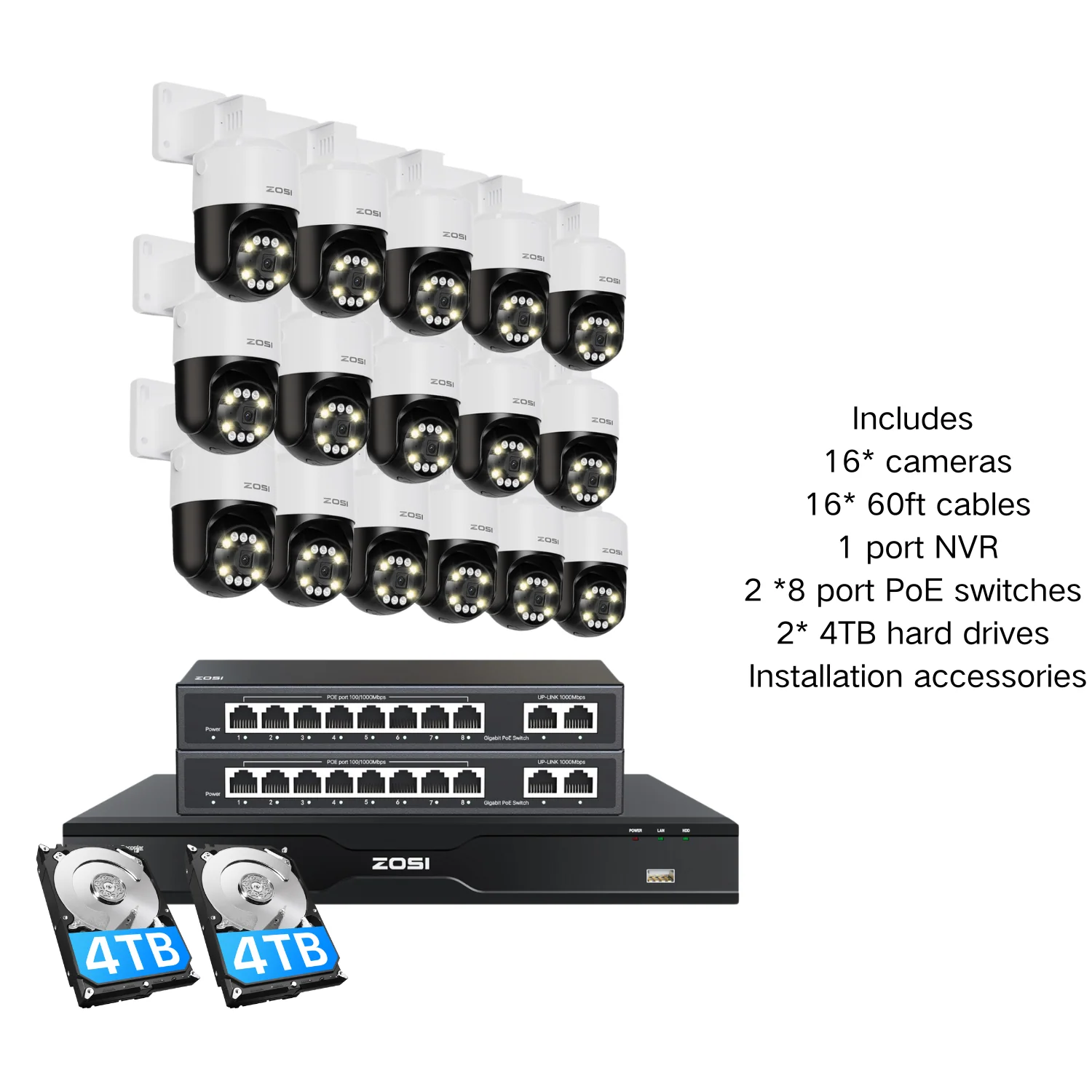 C296B 4K 16 Channel Pan-Tilt PoE Security Camera System + 4TB/8TB HDD - Image 21