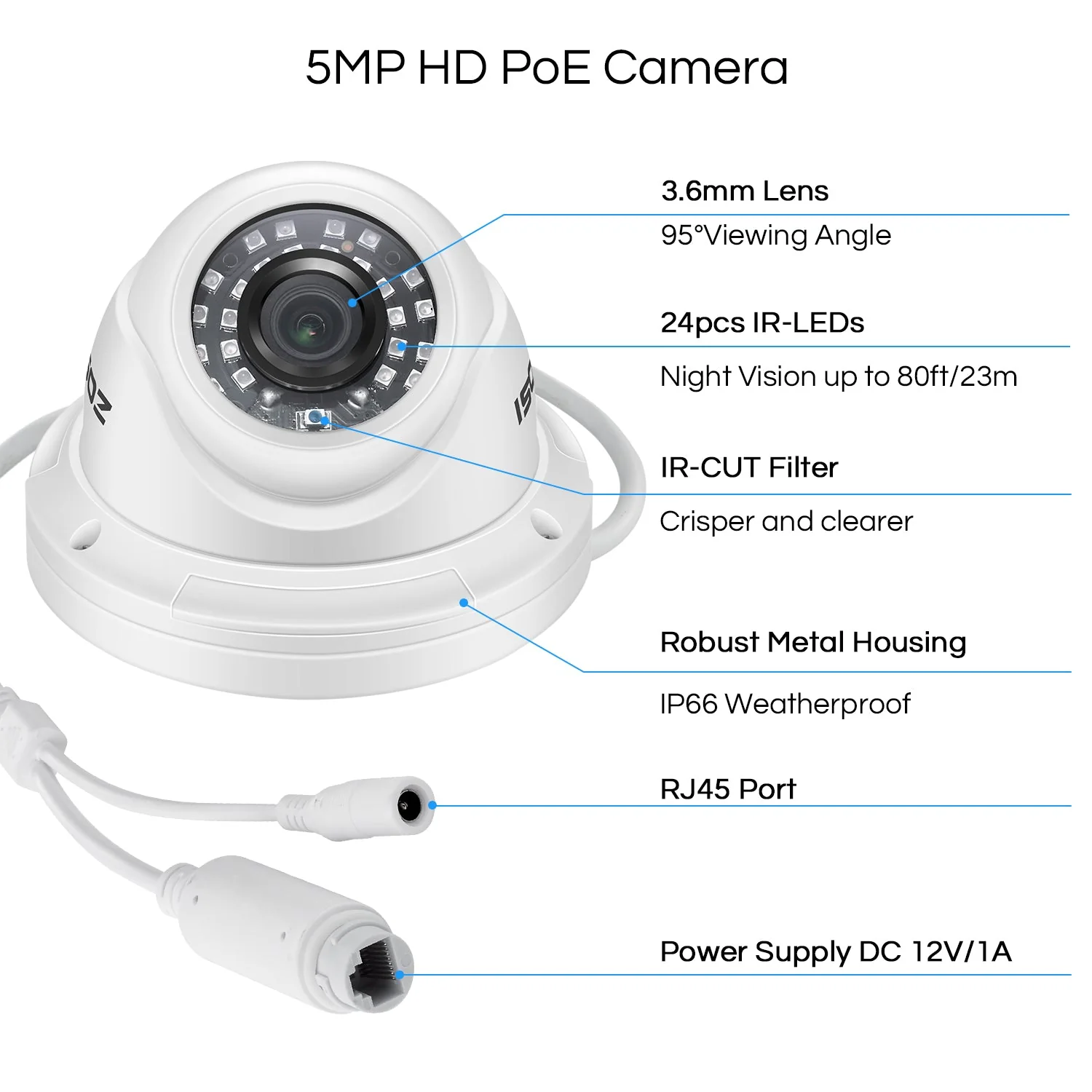C429 2pack/4pack 5MP Add-on PoE Camera + 60ft Ethernet Cable - Image 5