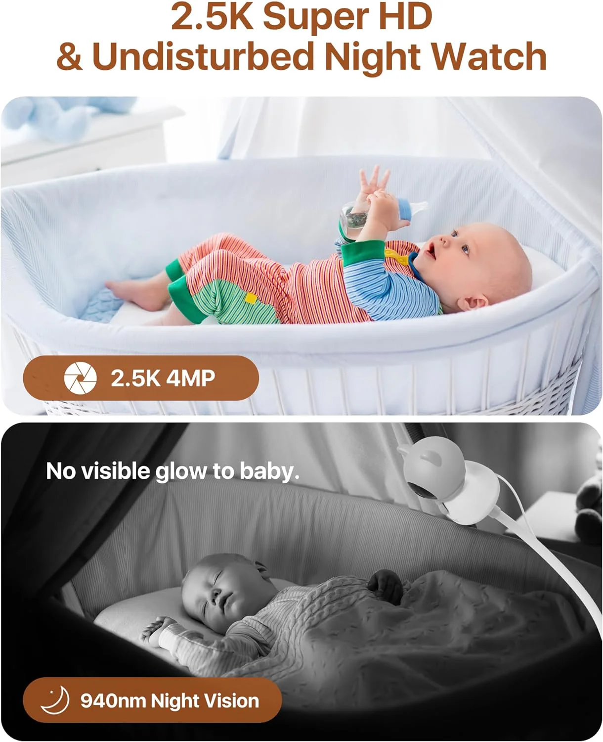 C516 2pack 4MP 2.4GHz/5GHz Baby Camera + Max 256GB Local Storage - Image 4