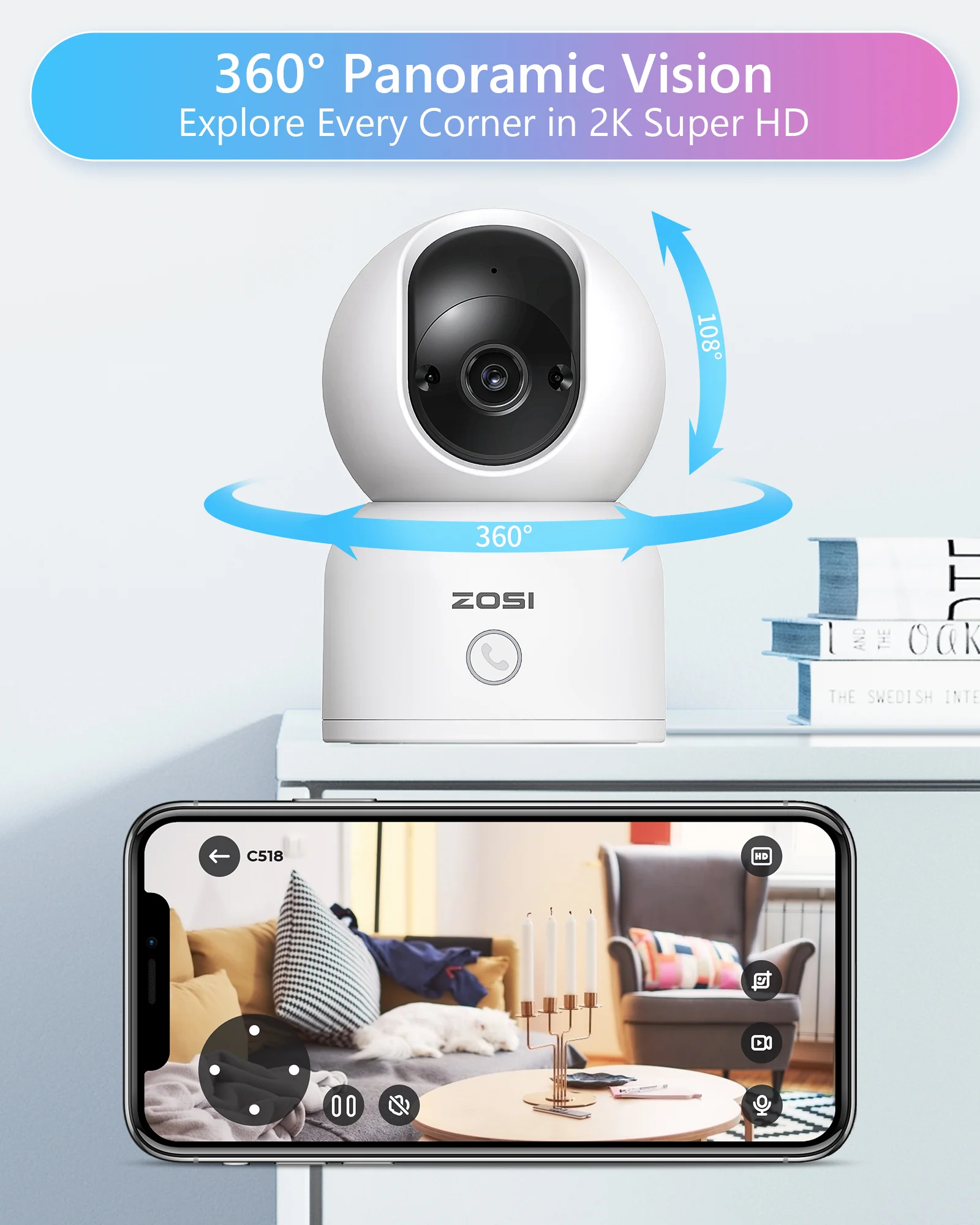 C518 3MP/2MP PTZ 2.4GHz/5GHz WiFi Security Camera + Max 256GB Local Storage - Image 5