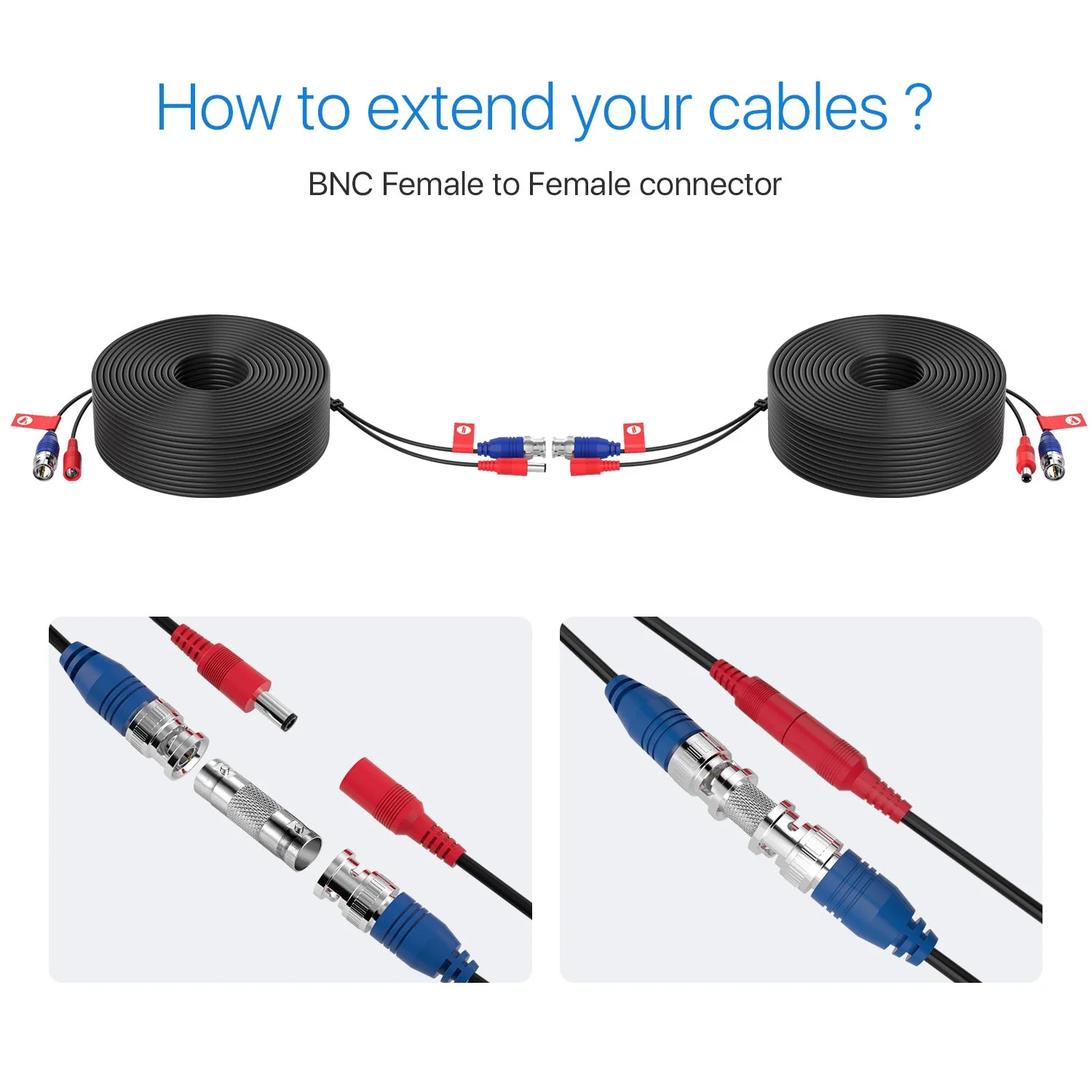 60ft/100ft/150ft Video & Power 2 in 1 Cables, BNC Extension Cables - Image 4